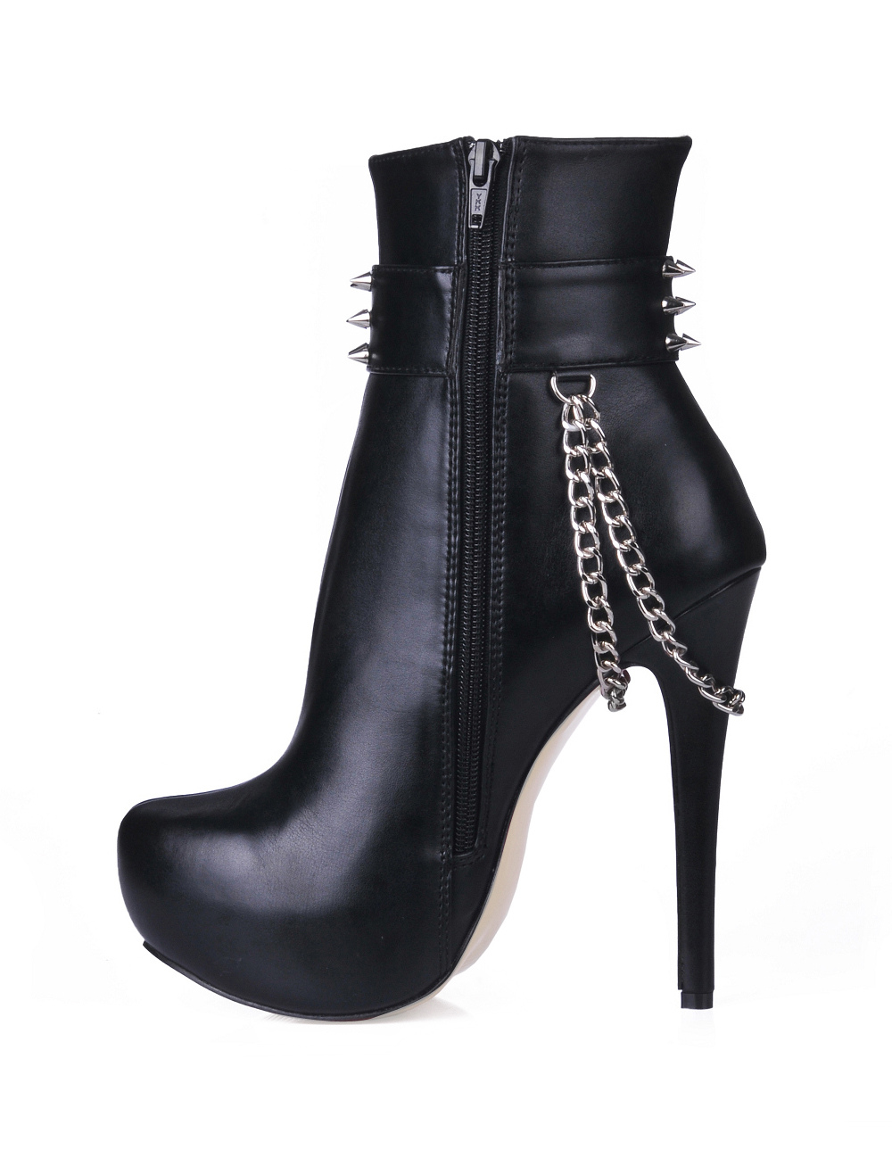 black high heel platform ankle boots