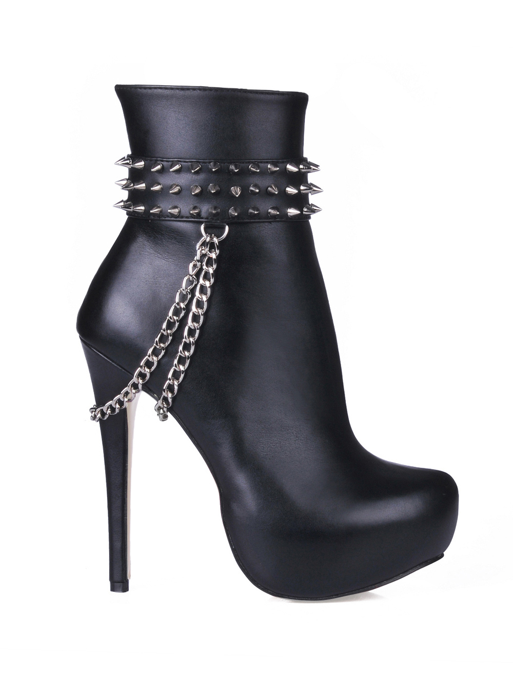 black high heel platform ankle boots