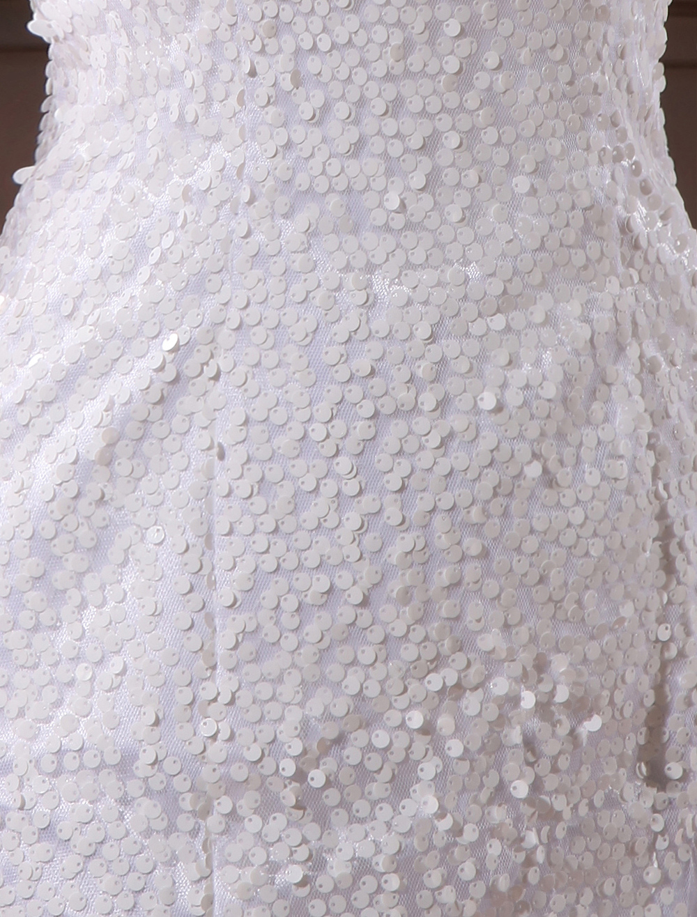 White Beaded Wedding Dress Luxuriys Sequin Bridal Dress main image 0