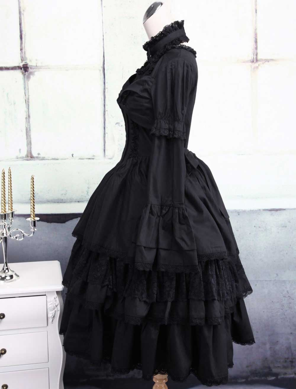 Black Cotton Gothic Lolita Dress