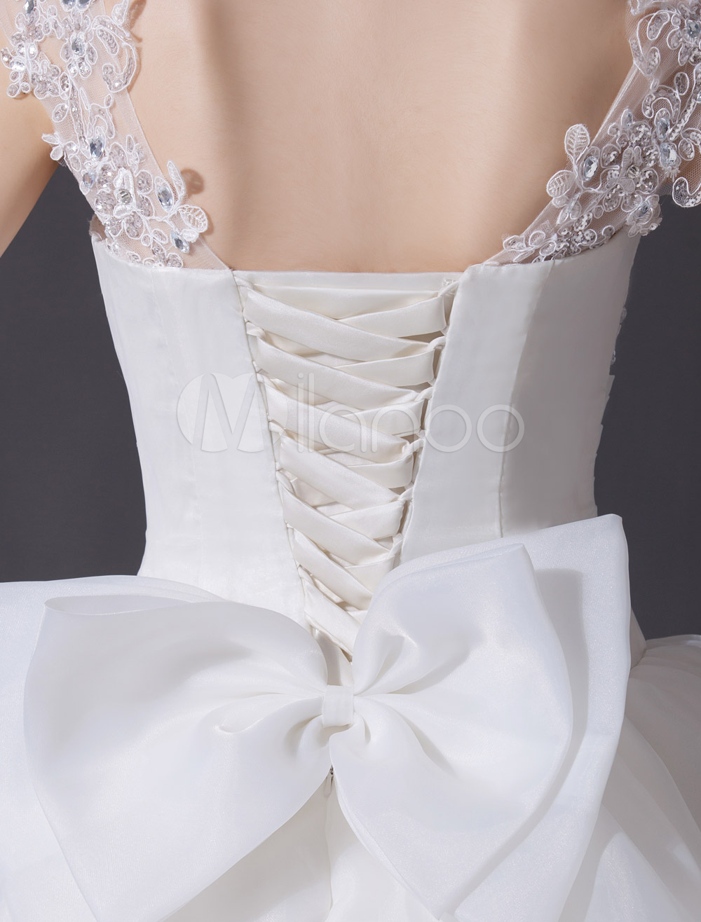 Classic Off The Shoulder Bow Decorate A Line Wedding Dress main image 0