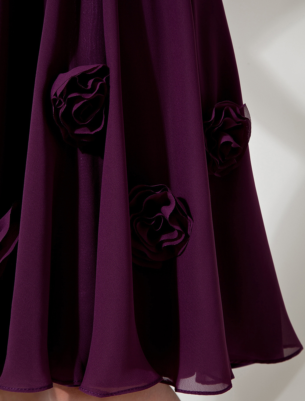 Long V Neck Chiffon Bridesmaid Dress Grape