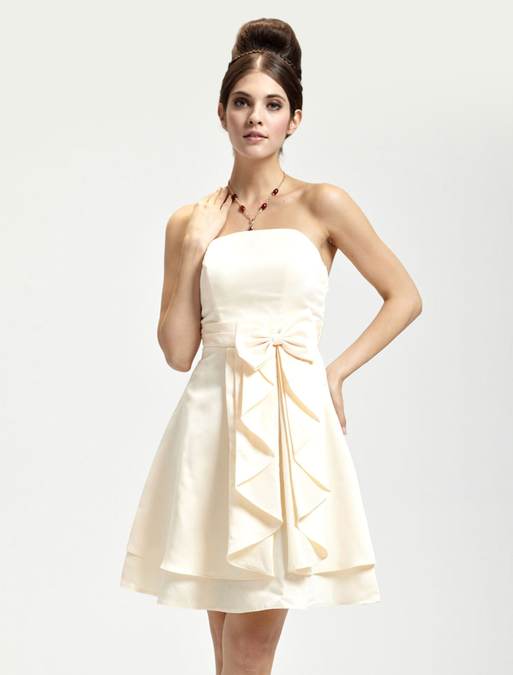 champagne strapless bridesmaid dress