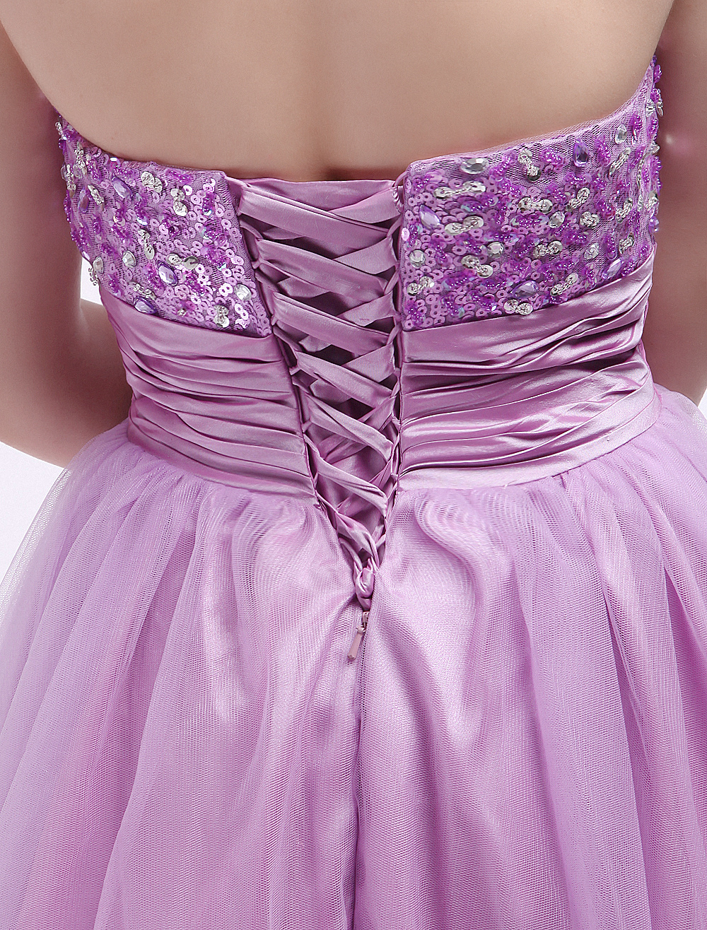 Lilac Tulle Homecoming Dress with Beaded Sweetheart Bodice - Milanoo.com