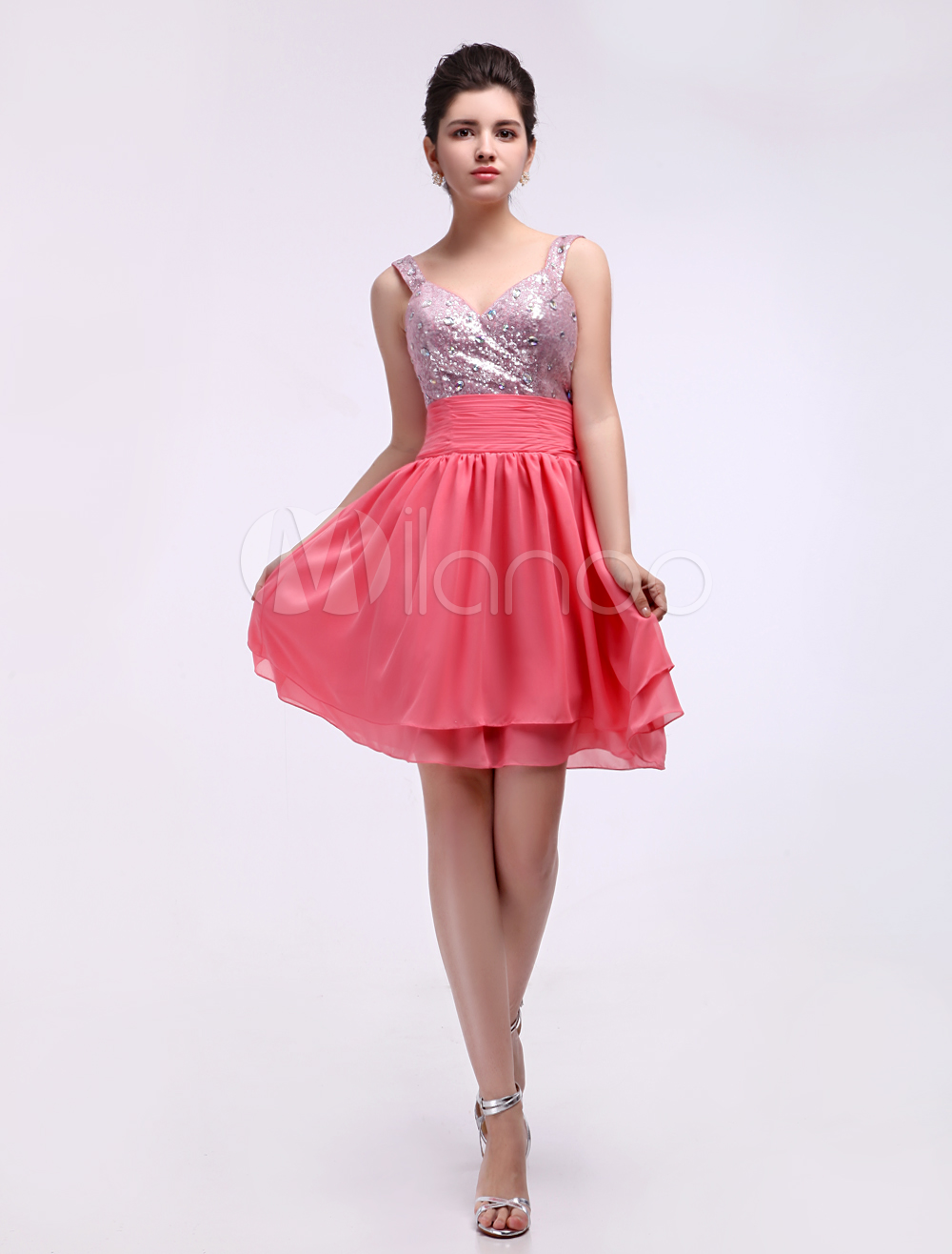 short gown with chiffon material