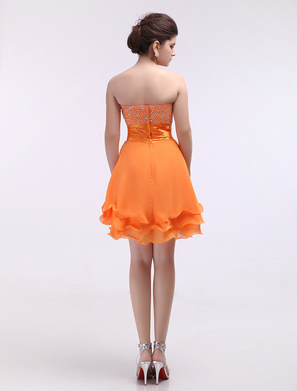 Orange Sweetheart Sequined Homecoming Dress in Knee Length - Milanoo.com