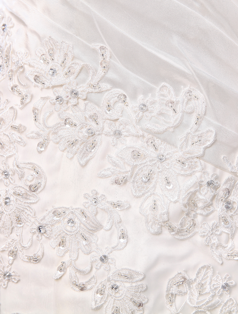 Ivory Taffeta Floral V-neck Glamorous Wedding Dress - Milanoo.com