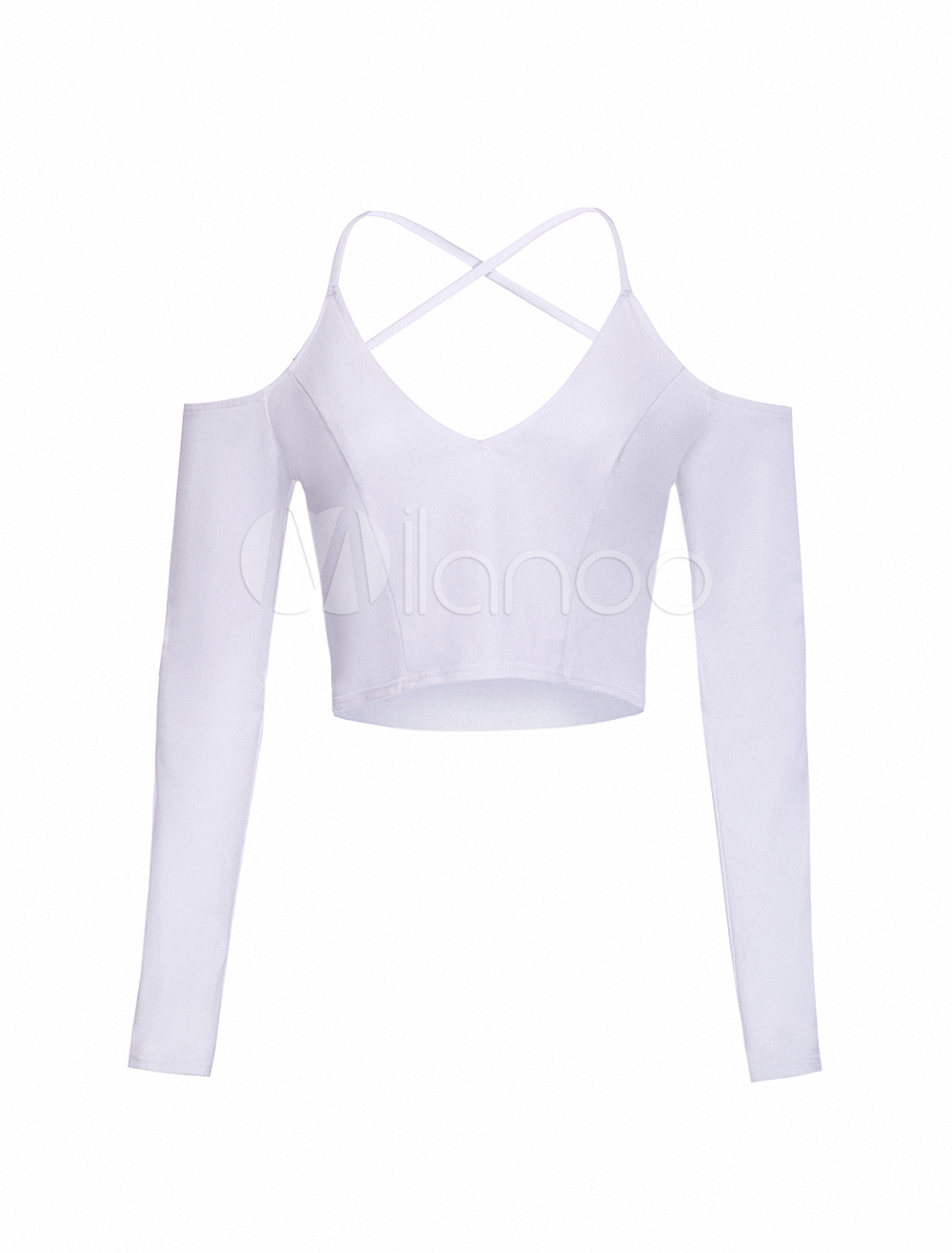 Criss-Cross Crop Top With V-Neck - Milanoo.com