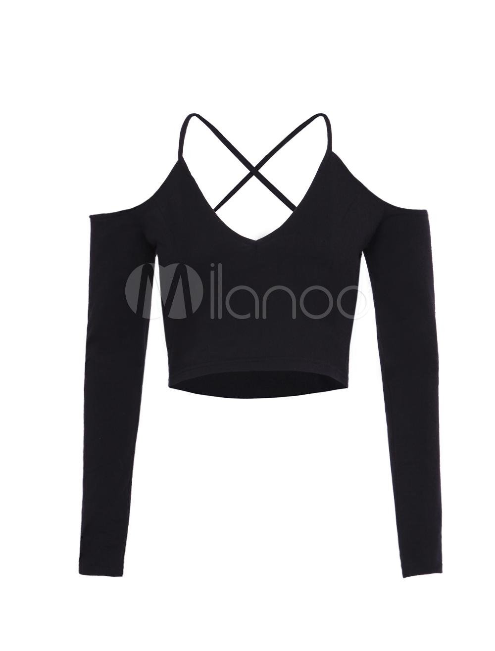 Criss-Cross Crop Top With V-Neck - Milanoo.com