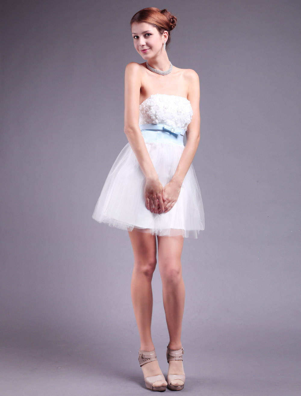 Cute Ivory Tulle Strapless Mini Prom Dress