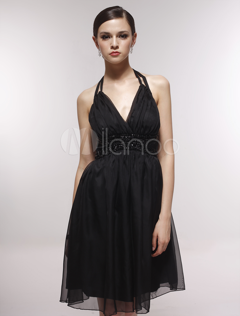 Robe de graduation charmante Aligne à licou longueur genou