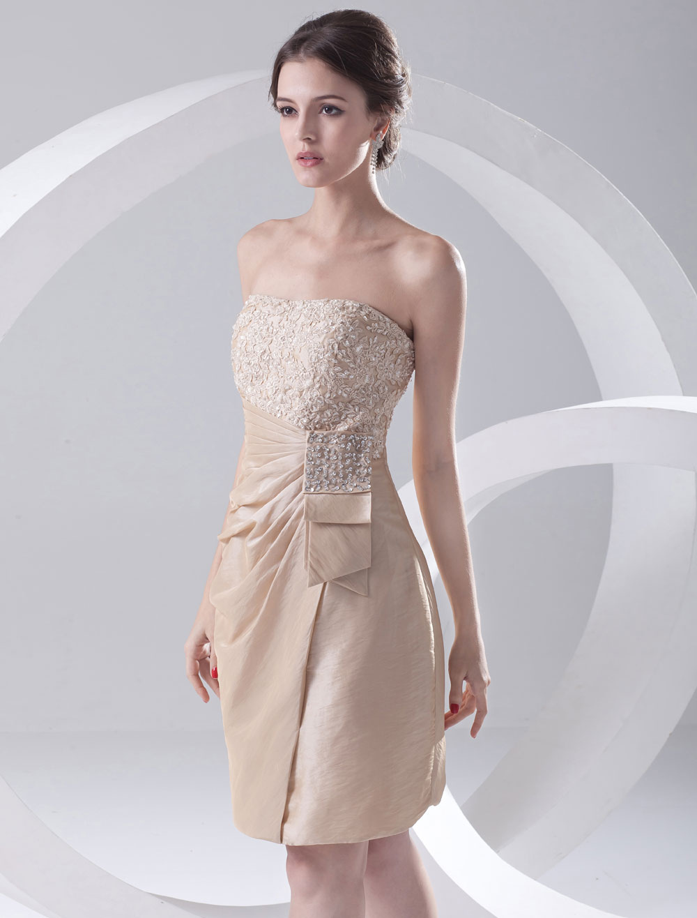 champagne-cocktail-dress-knee-length-strapless-sheath-rhinestone-ruched-taffeta-dress-milanoo