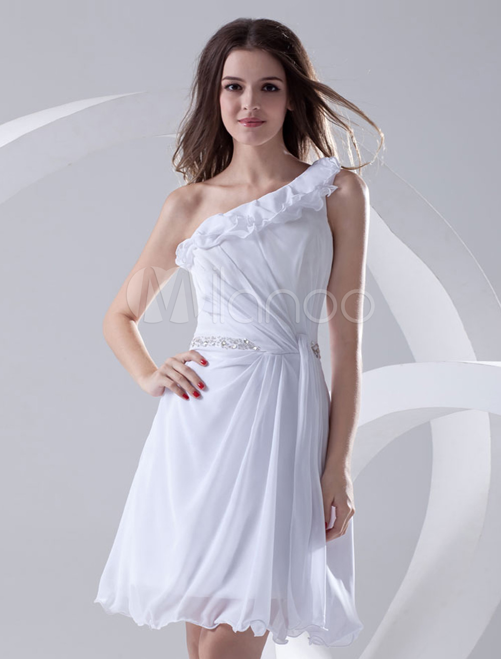 white knee length graduation dresses
