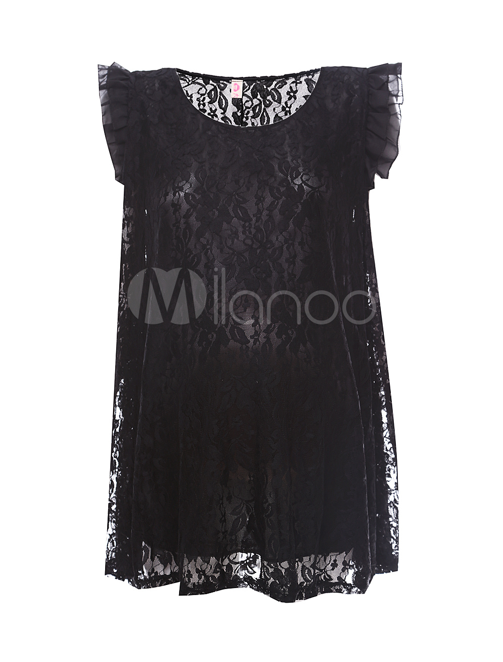 black lace maternity robe