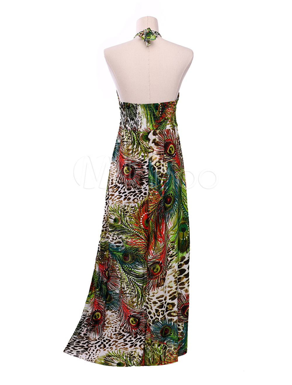 Sweet Halter Animal Print Spandex Maxi Dress for Woman - Milanoo.com