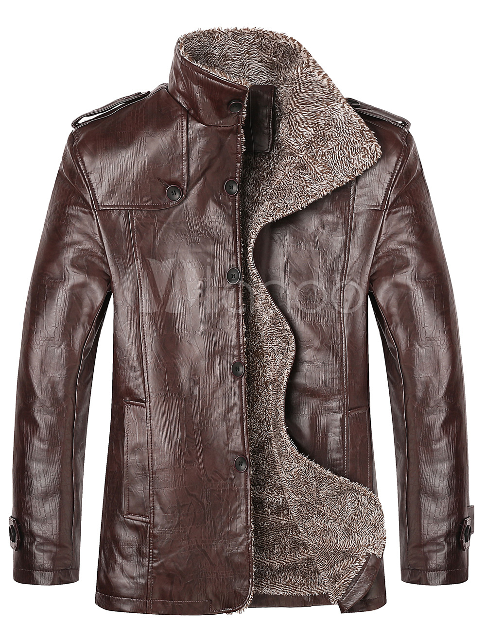 Long Vintage Leather Jacket - Milanoo.com