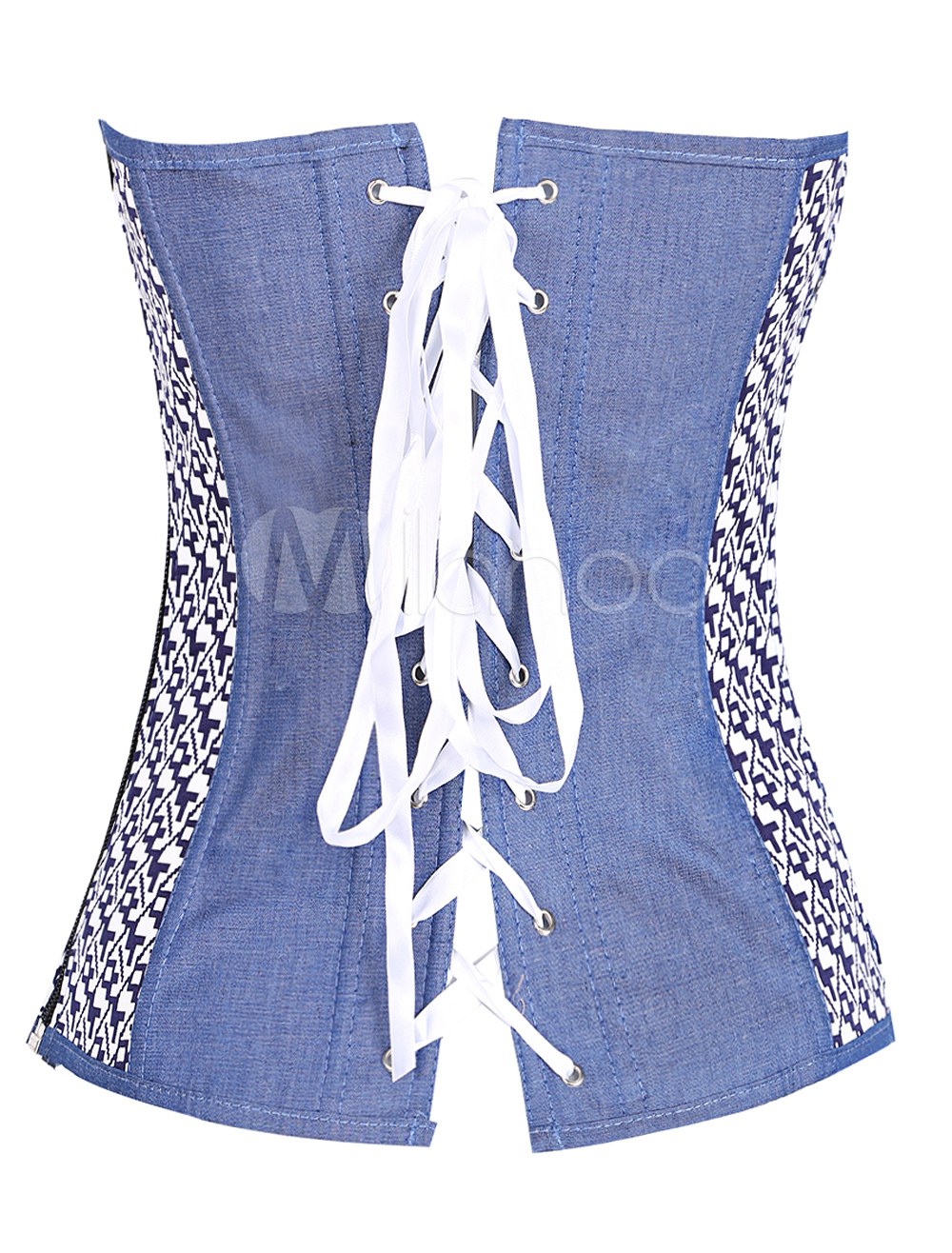 Blue Strappy Denim Corsets For Women