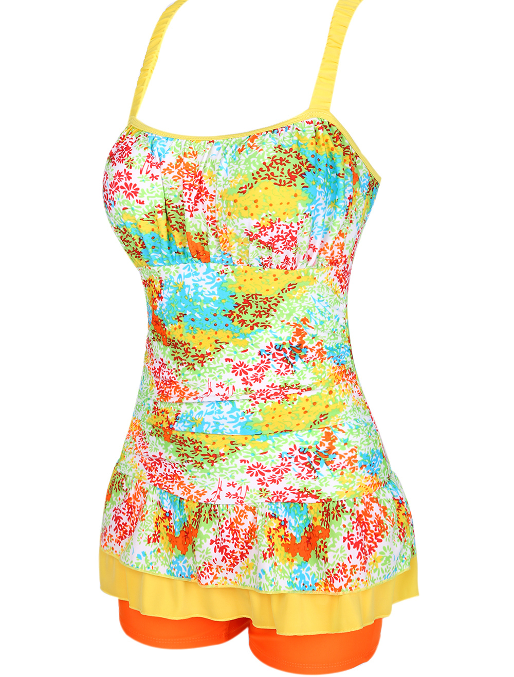 Ruffled Floral Print Lycra Spandex Bathing Suits