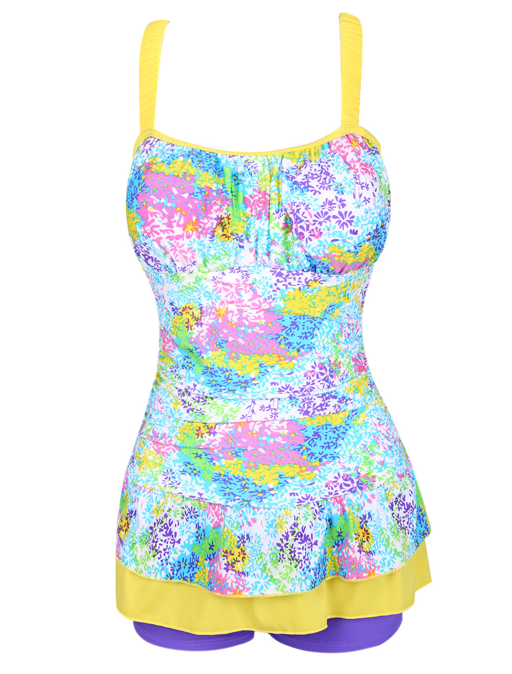 Ruffled Floral Print Lycra Spandex Bathing Suits