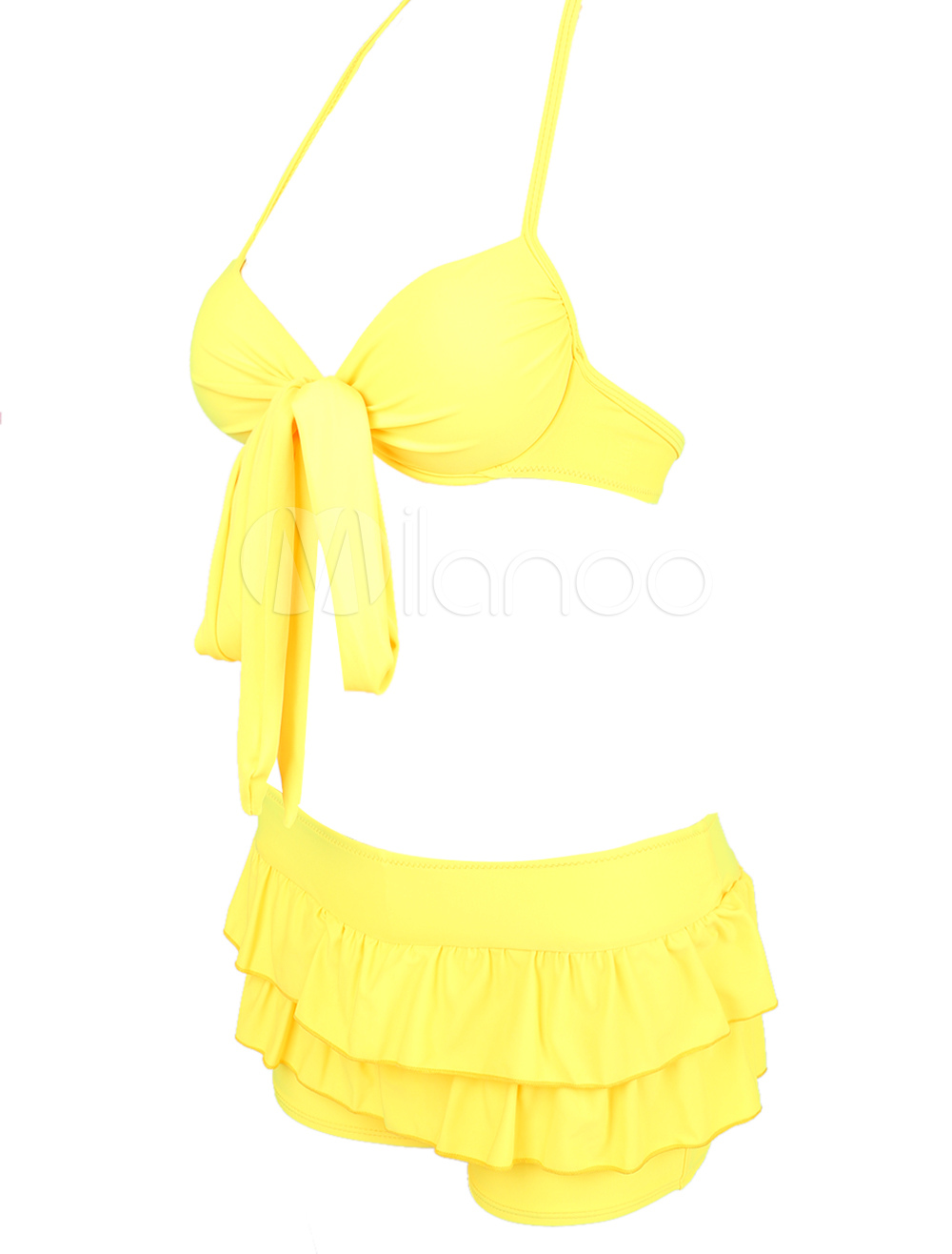 Halter Layered Two Piece Swimsuits - Milanoo.com