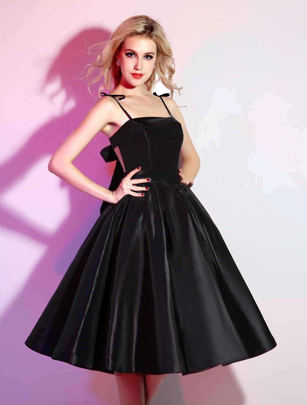 Black Prom Dresses 2021 Short Ball Gown Backless Cocktail Dress Bow Decor Party Dress With 