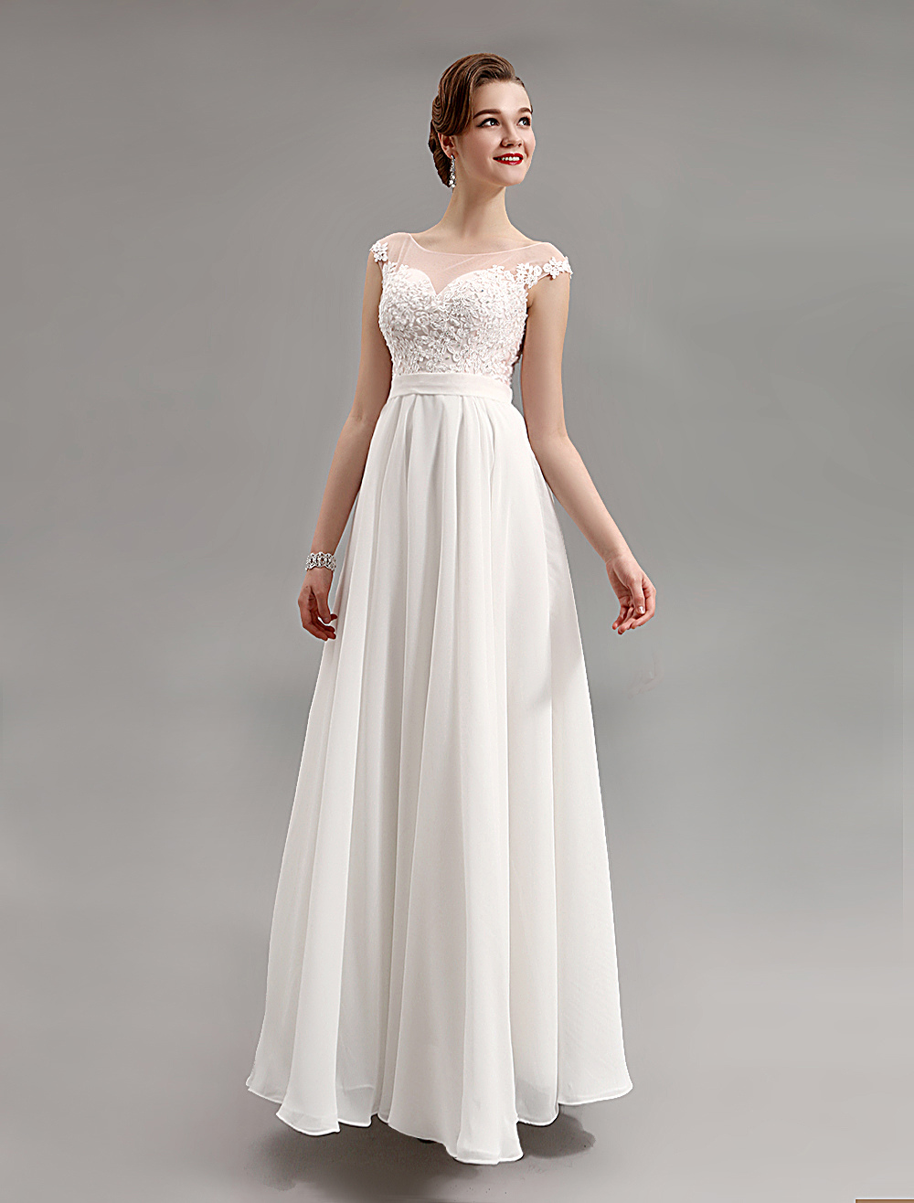 Glamorous White Chiffon 2014 Beaded Prom Dresses A Line Chiffon Evening Venoblog