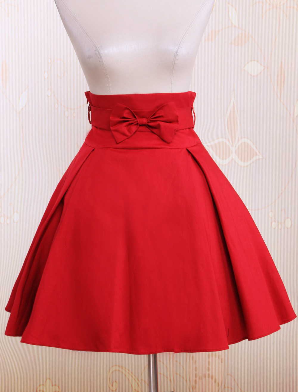 Simple Dark Red Bow Cotton Lolita Skirt - Milanoo.com