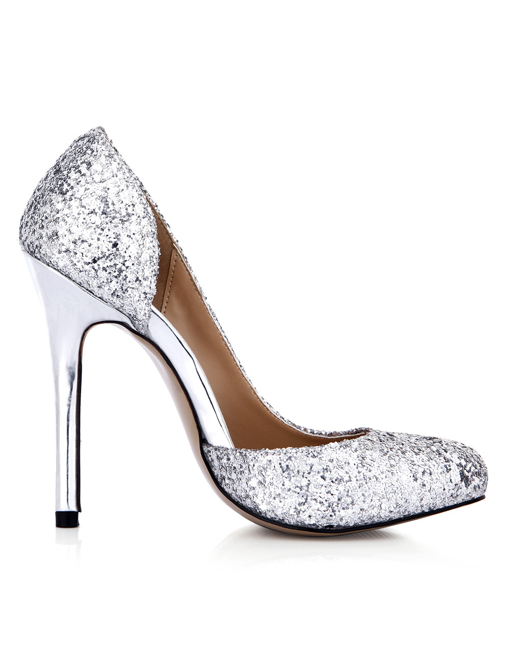 Stilvolle High Heels in Silber mit Glitzer