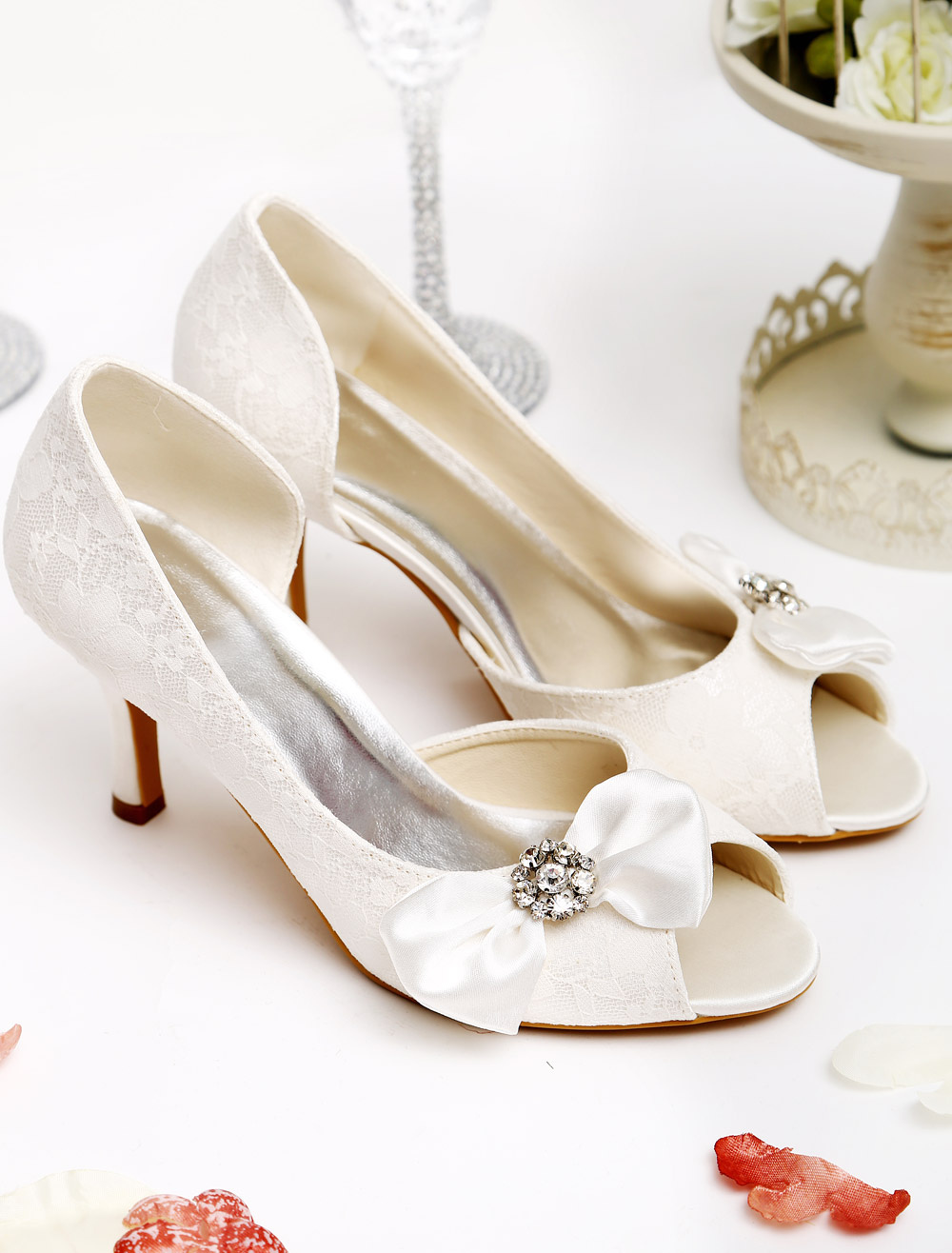 Ivory Wedding Sandals With Peep Toe - Milanoo.com