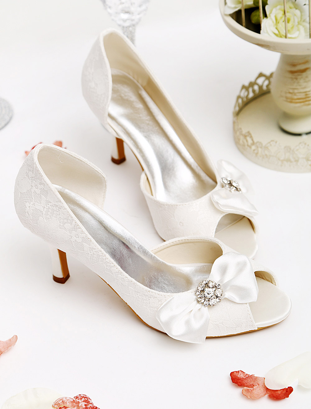 Ivory Wedding Sandals With Peep Toe - Milanoo.com