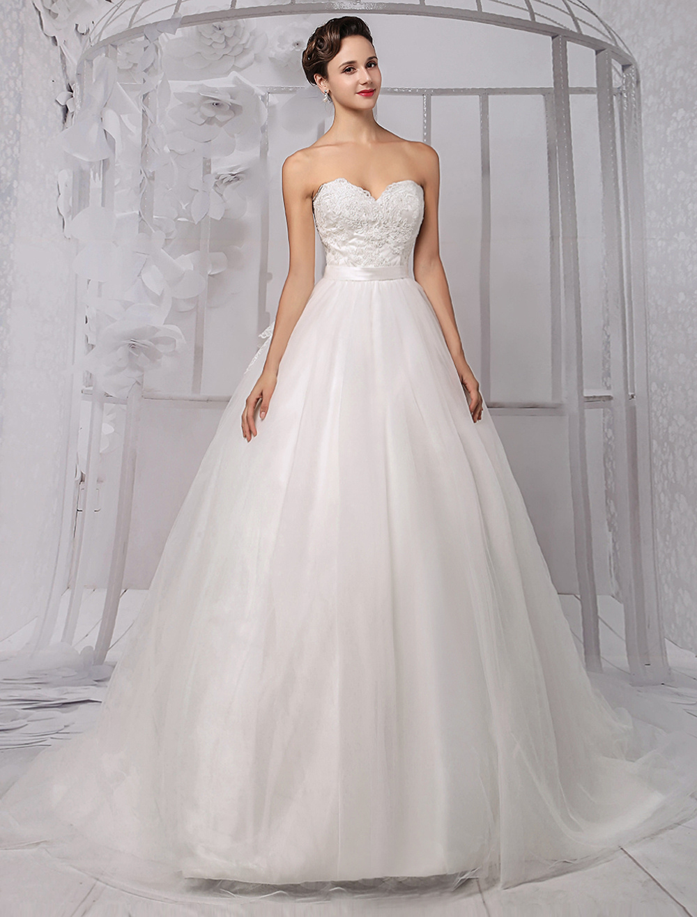 Sweatheart Princess/Ball Gown Off-the-Shoulder Bridal Gown With Ruffles ...