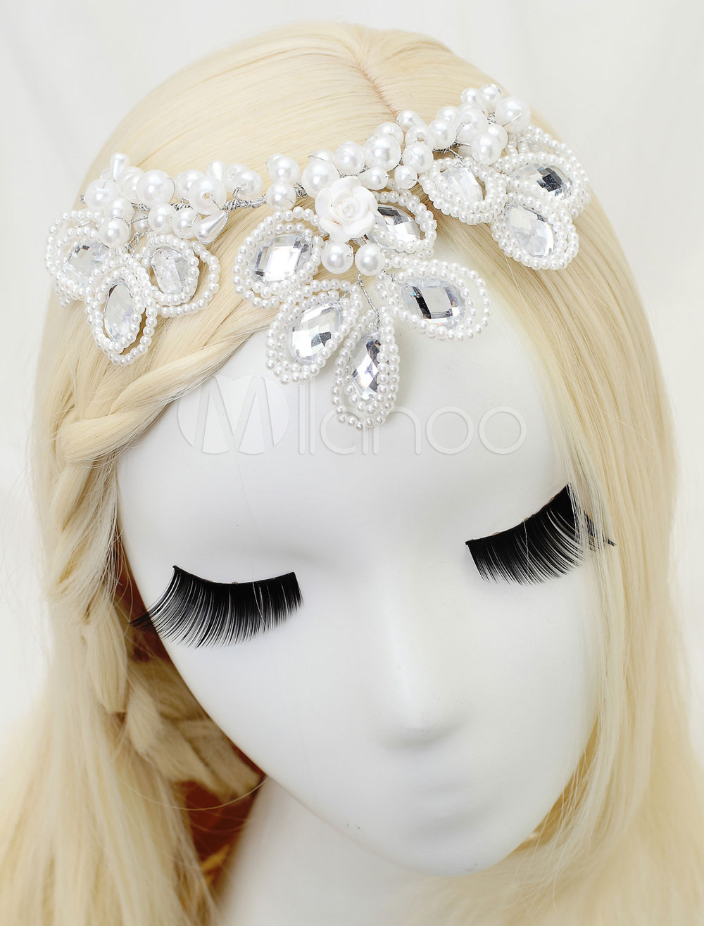 Pearl Wedding Tiara Bridal White Flower Hair Band 19 Cm X 15 Cm X 8 Cm 5051