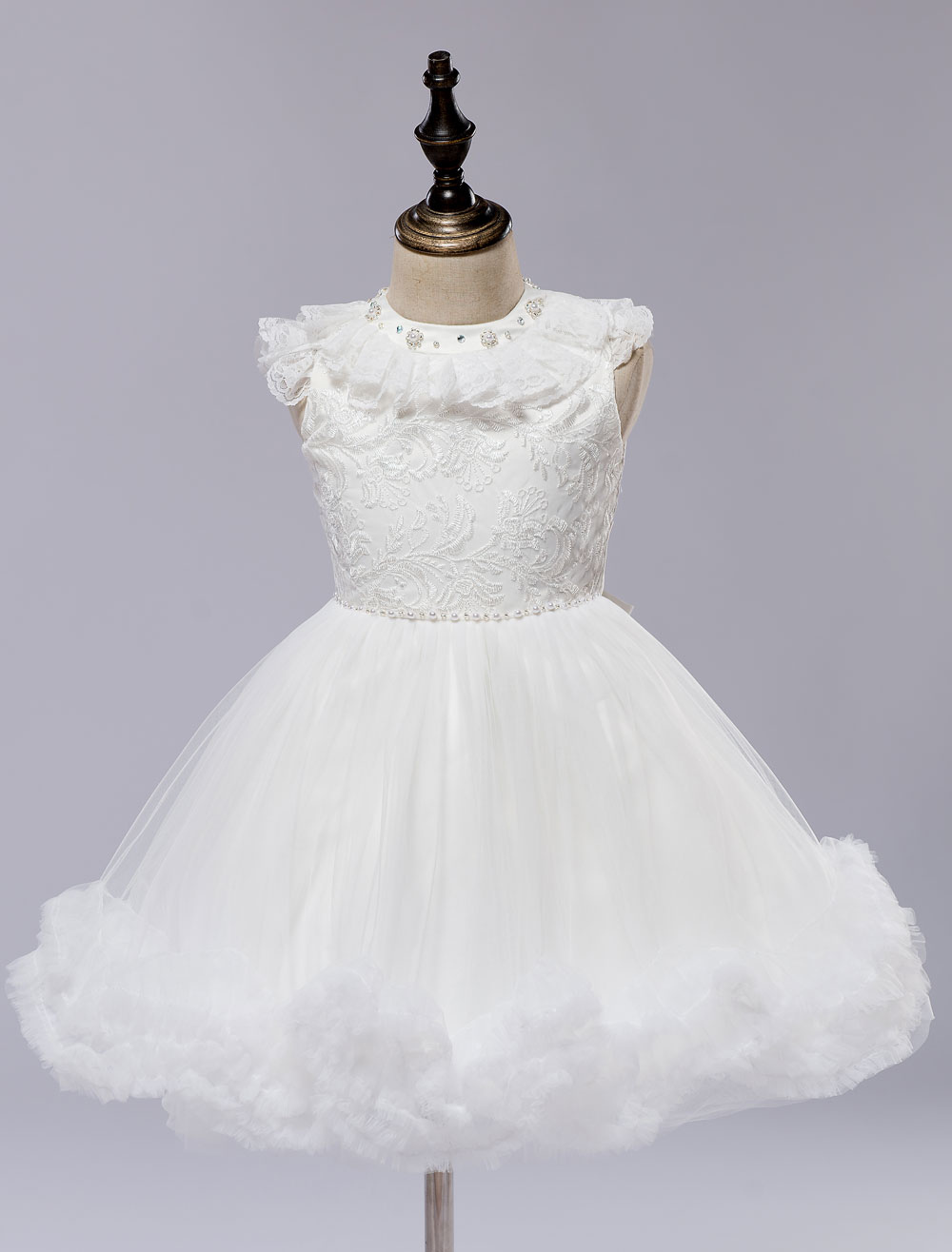 V-Neck Satin Fabric Sleeveless Short Princess Buttons Formal Kids Pageant flower girl dresses