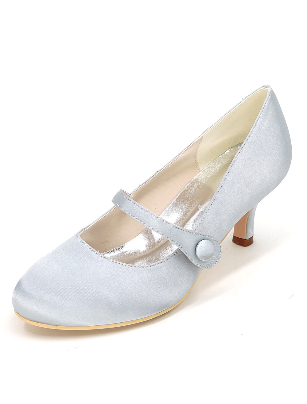 Vintage Wedding Shoes White Mary Jane Heels Button Round Toe Bridal ...