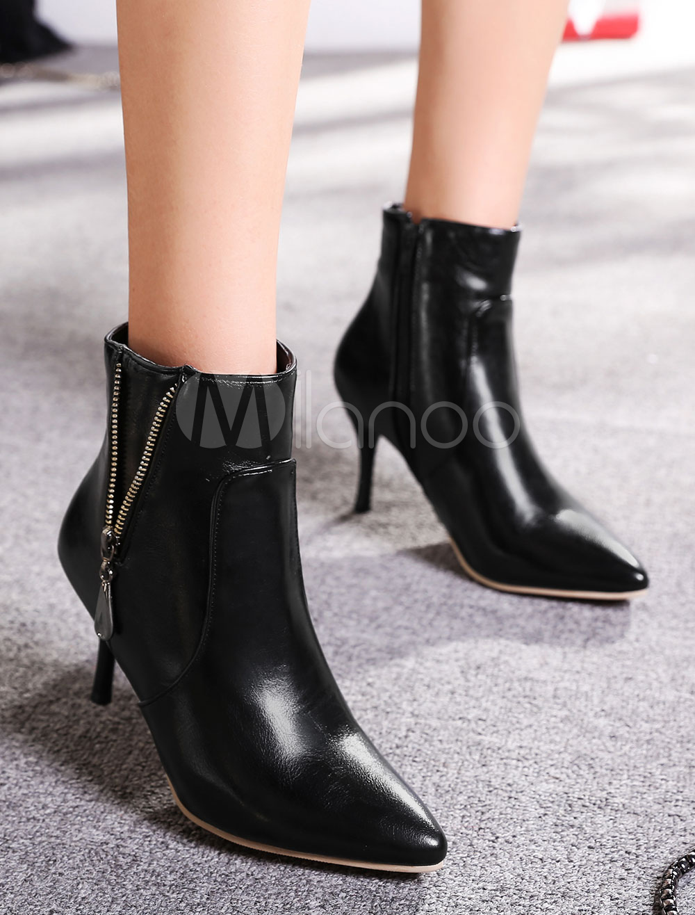 heel pointed ankle boots
