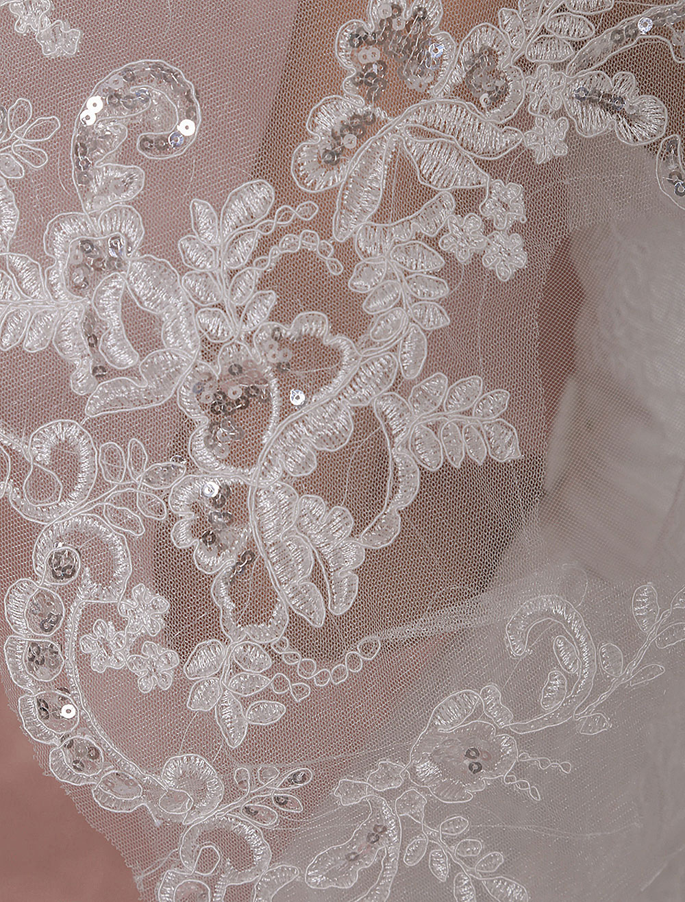 Unsutuo Velo da sposa Avorio Pizzo Applique Breve Sposa