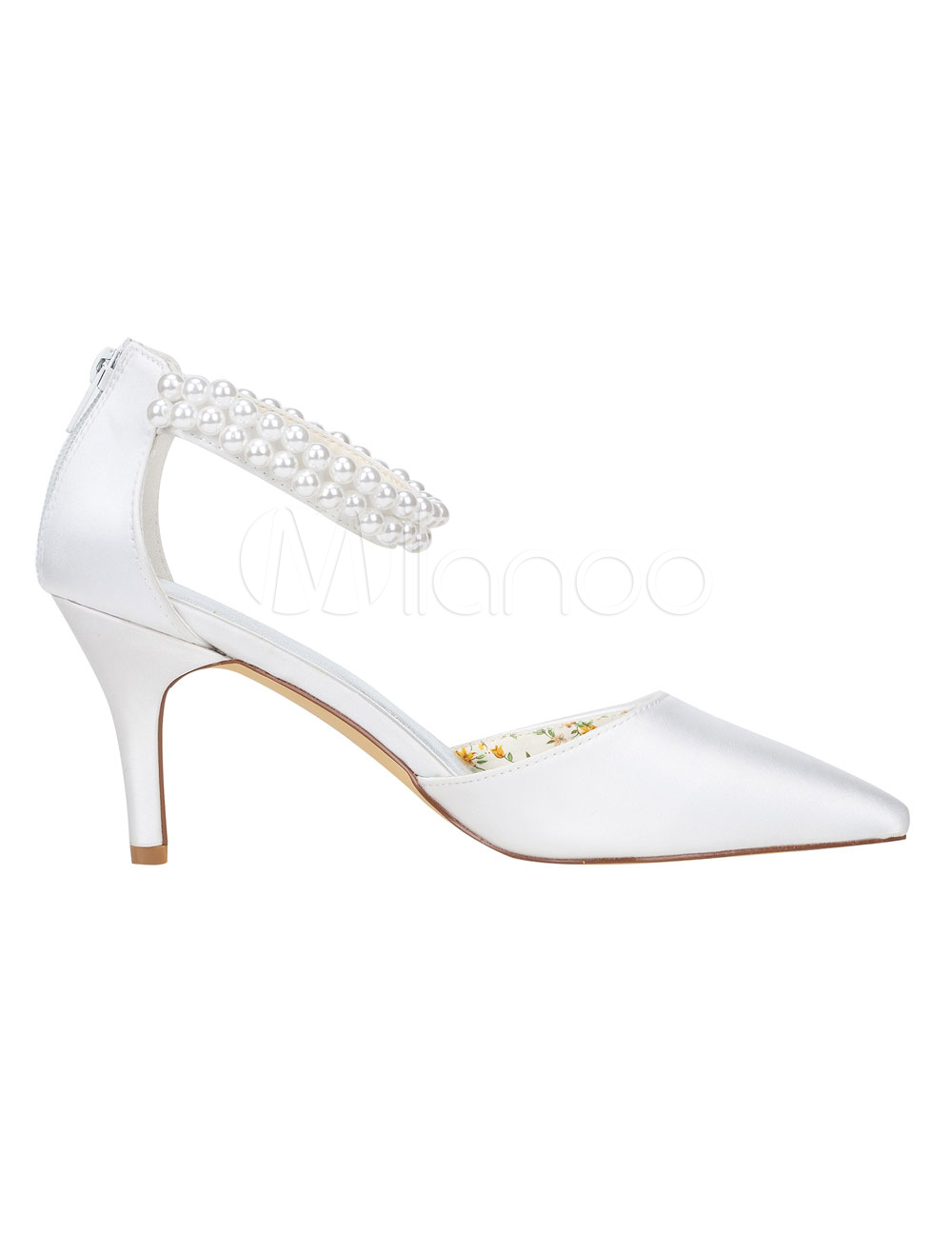 Décolleté Con Tacco A Spillo In Pelle Verniciata Con Tacco A Spillo Da Donna Tacchi Bianchi Con Cinturino Alla Caviglia P967356 - 6