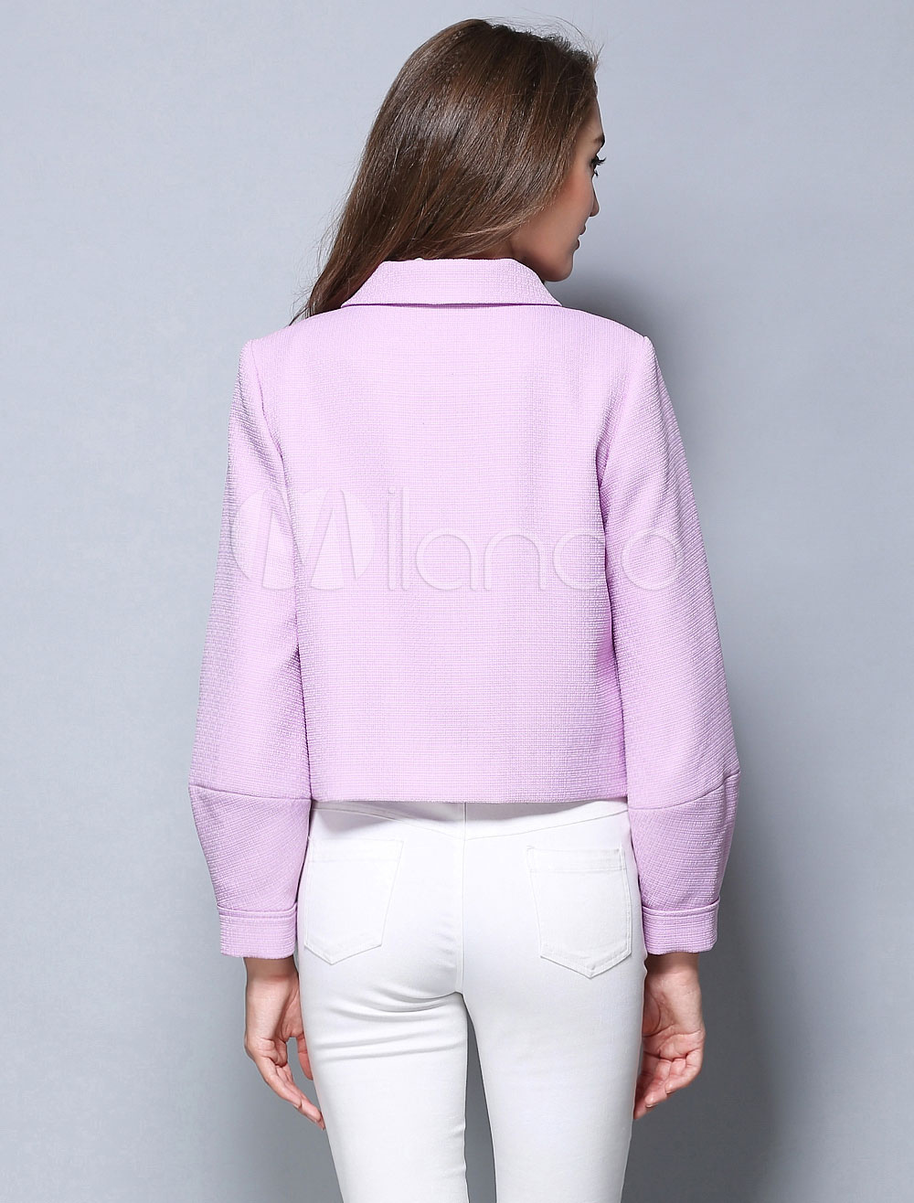 Women's Purple Jacket Long Sleeve Short Oversize Jacket With Pockets ...