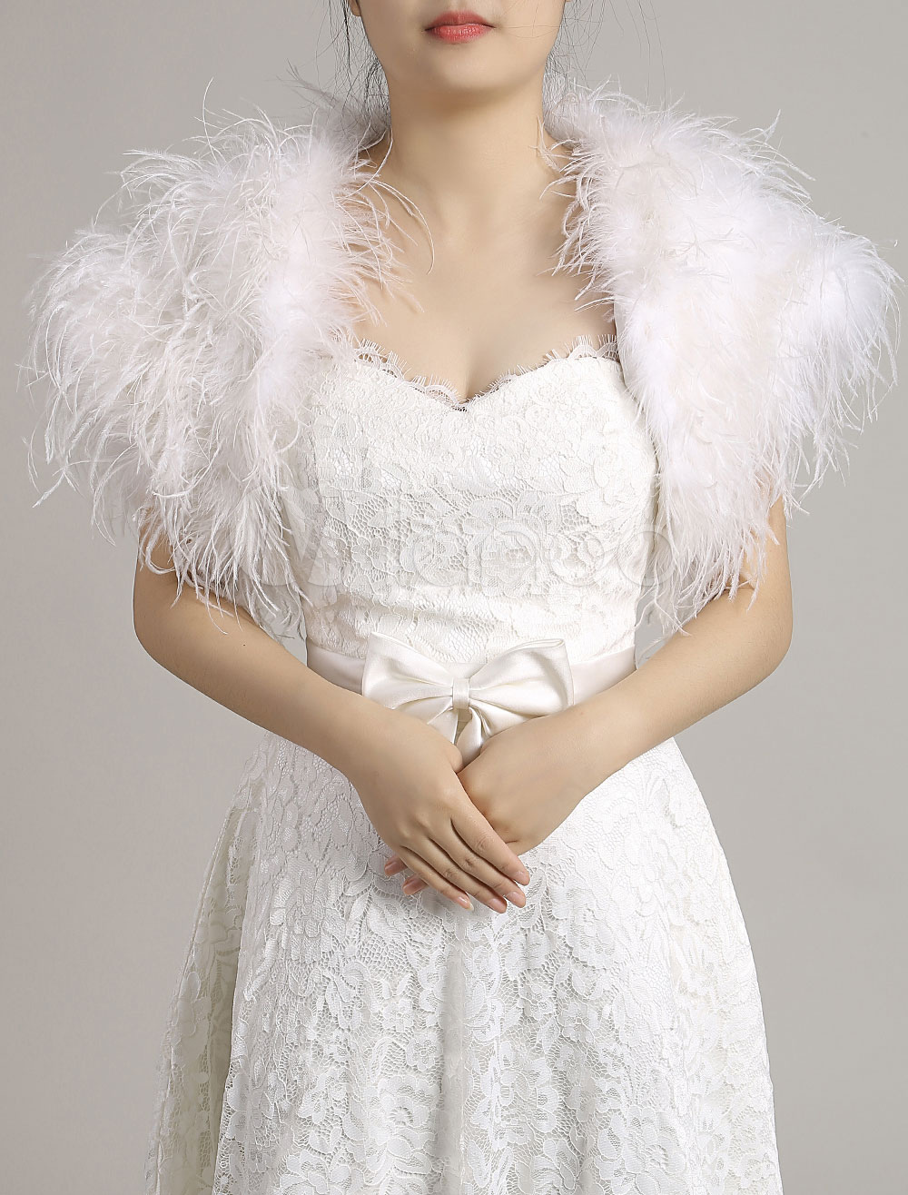 ostrich feather shrug jacket