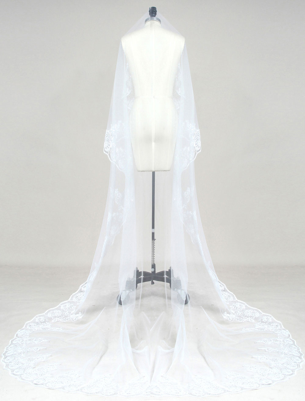 Elegante Velo Da Sposa A Cattedrale, Velo Singolo In Pizzo, Velo Da - Foto 10