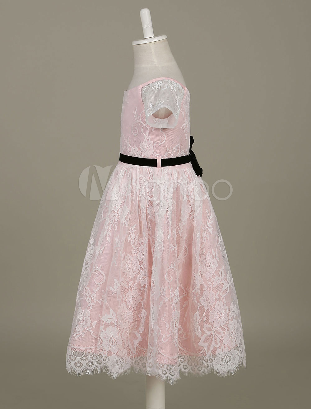 Lace Flower Girl Dresses Light Pink Toddler's Pageant Dress Illusion