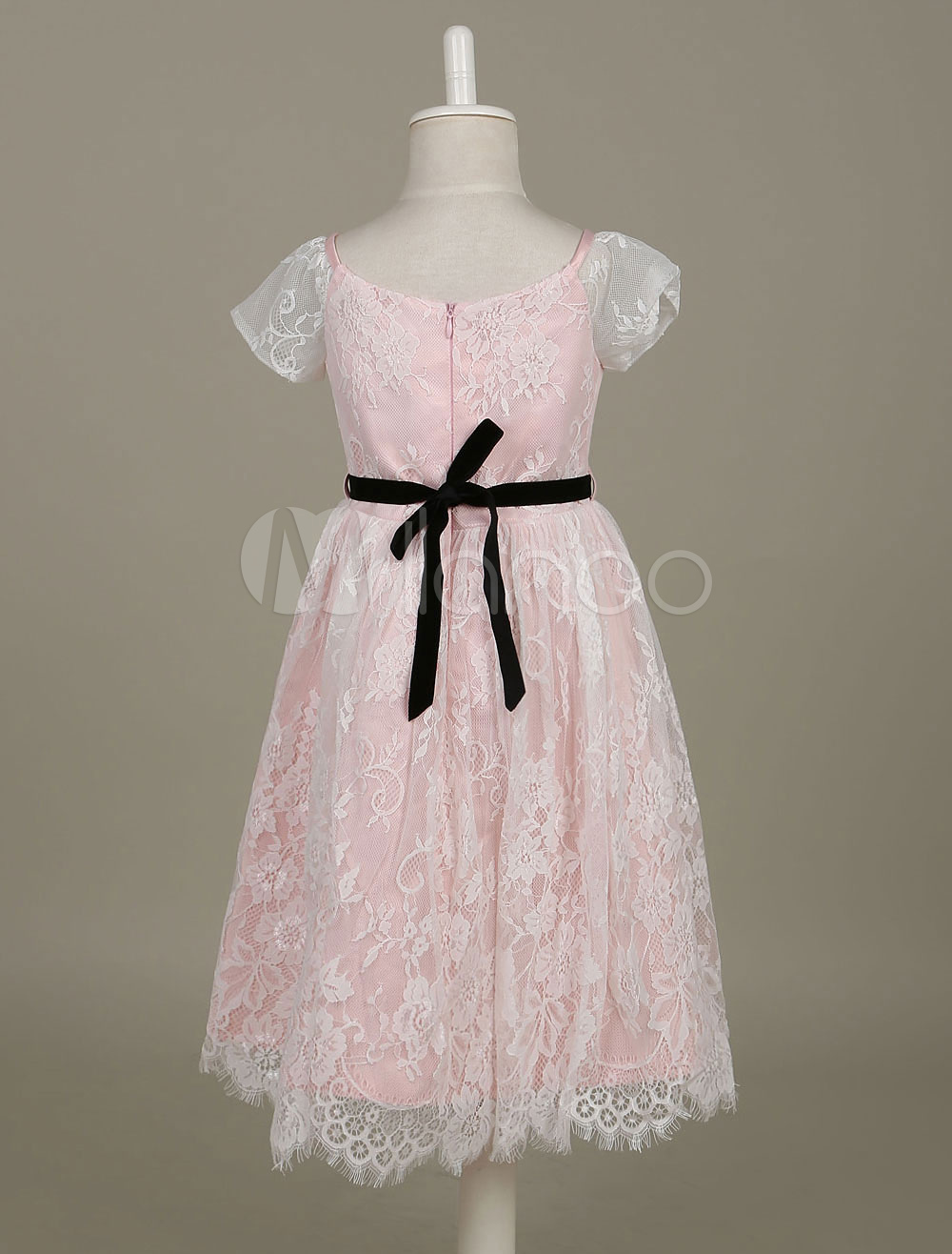 Lace Flower Girl Dresses Light Pink Toddler's Pageant Dress Illusion