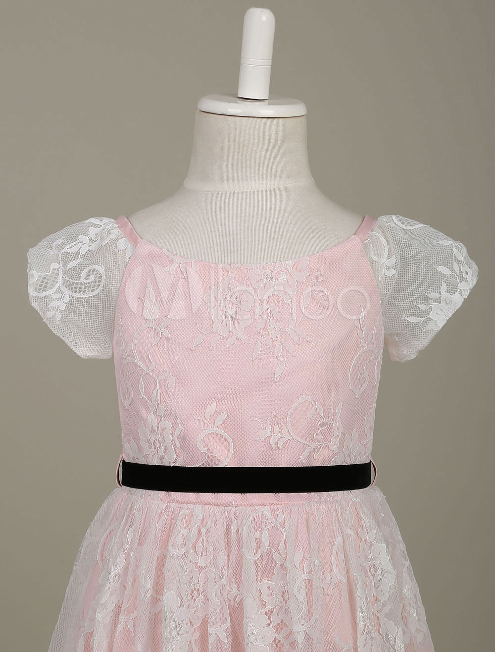 Lace Flower Girl Dresses Light Pink Toddler's Pageant Dress Illusion