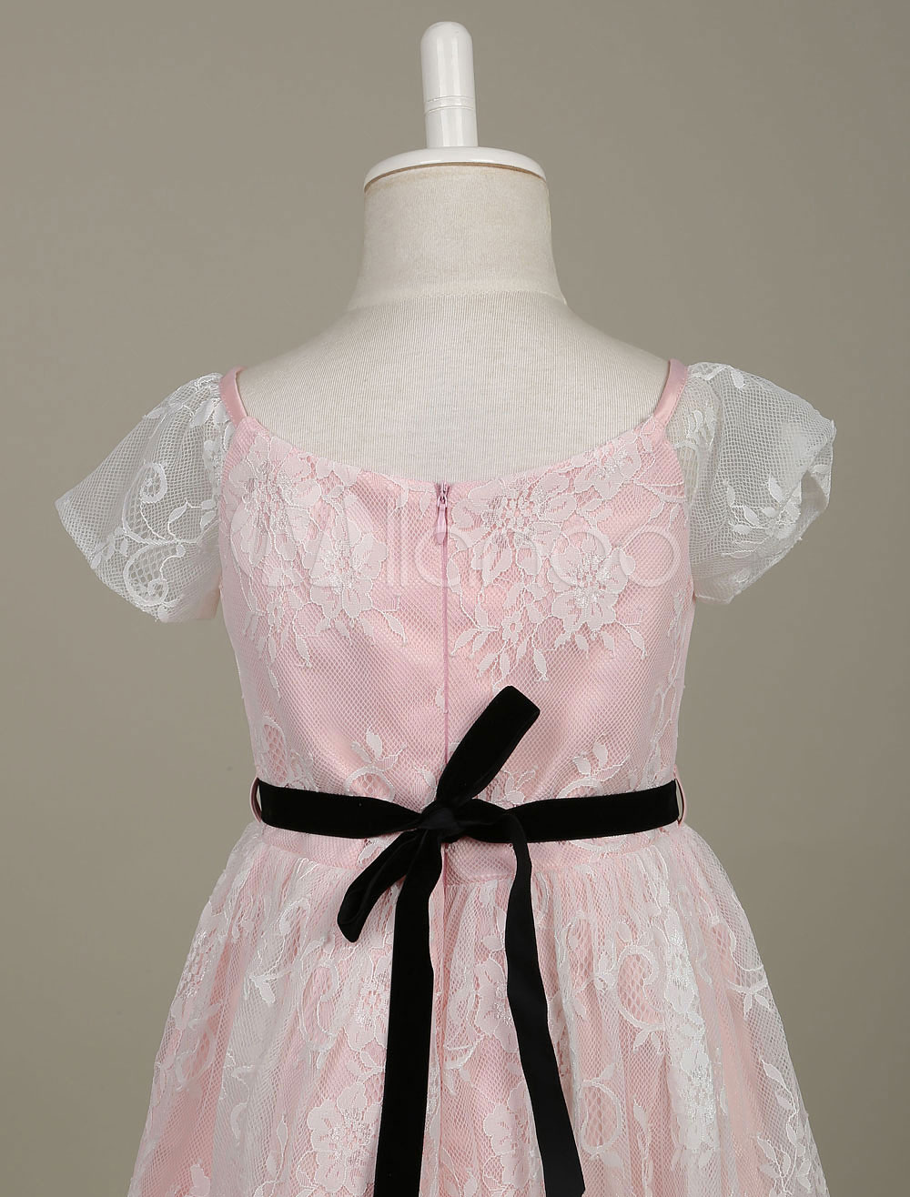 Lace Flower Girl Dresses Light Pink Toddler's Pageant Dress Illusion