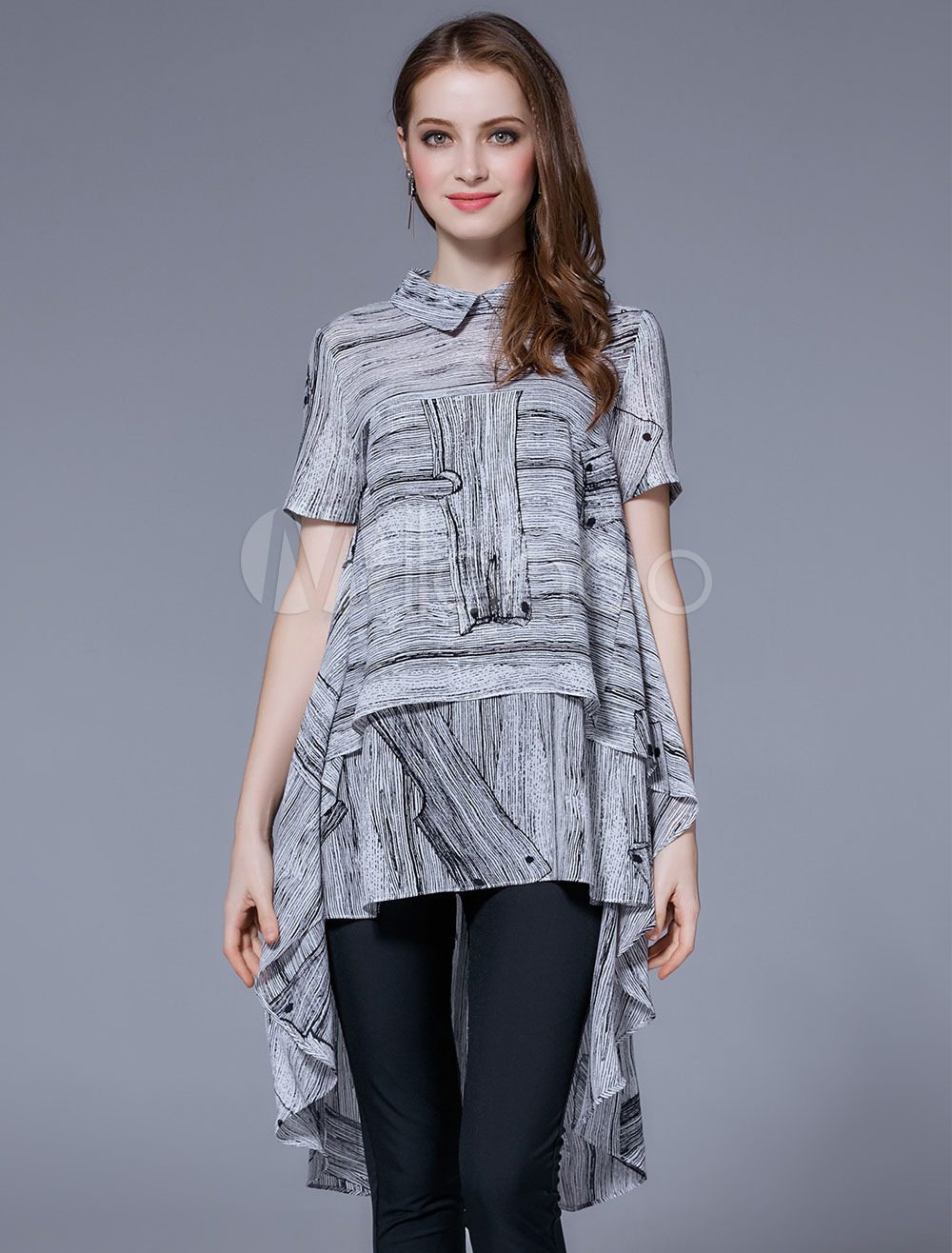 womens grey blouses