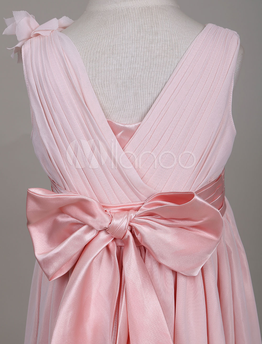 Flower Girl Dresses Blush Pink Boho V Neck Pleated Ruffles Kids Party