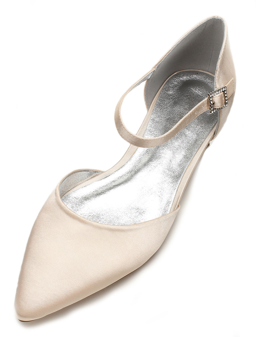 chaussure mariée en soie et satin chaussures de mariée à talon plate avec boucle