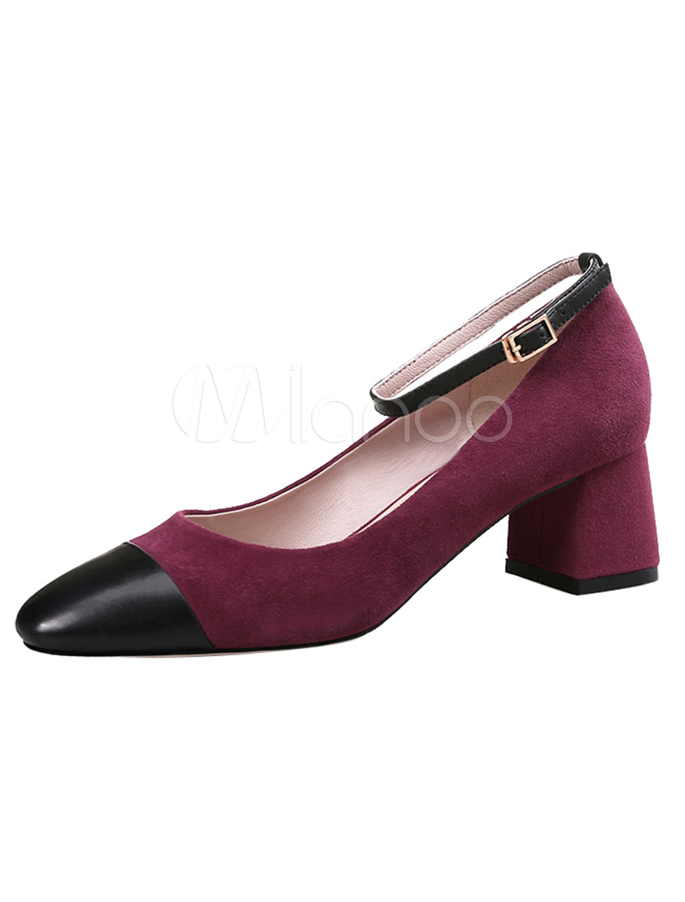 dark purple chunky heels
