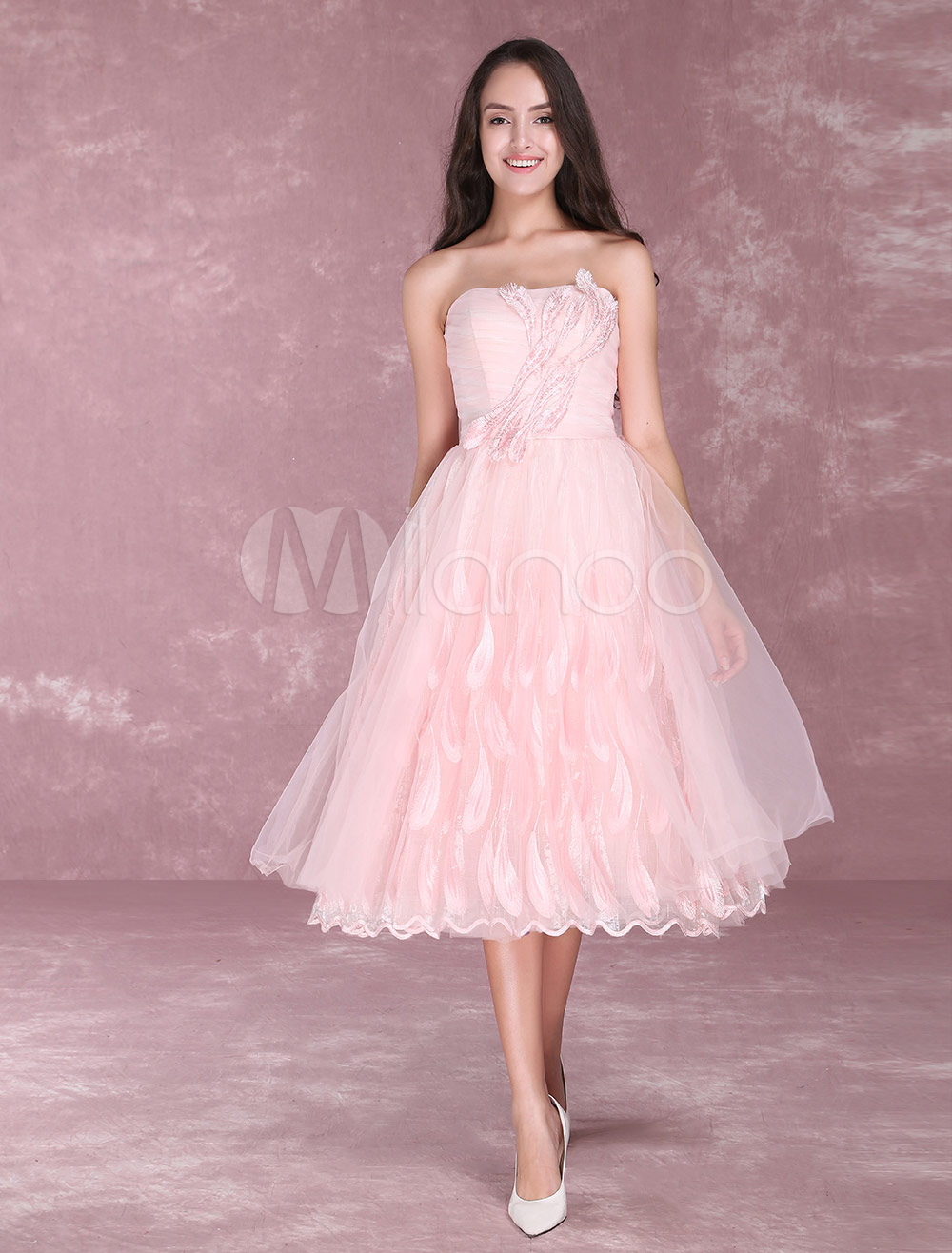 Soft Pink Prom Dresses Tulle Lace Further Detail Homecoming Dresses ...