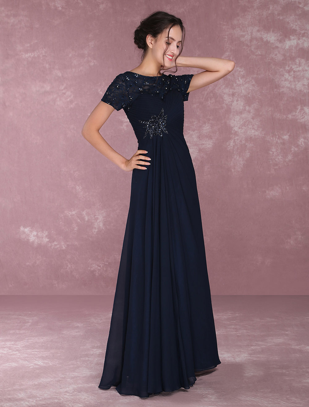 Chiffon Mother Of The Bride Dresses Lace Applique Beading Evening ...